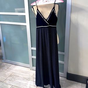 Bailey/44 Long maxi dress, bk w/white polkadots, size Small